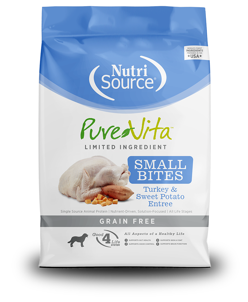 NutriSource PureVita Small Bites Grain Free Turkey & Sweet Potato Recipe Dry Dog Food