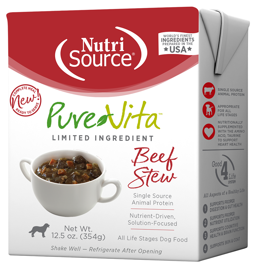 NutriSource PureVita Beef Stew Tetra Pak Wet Dog Food