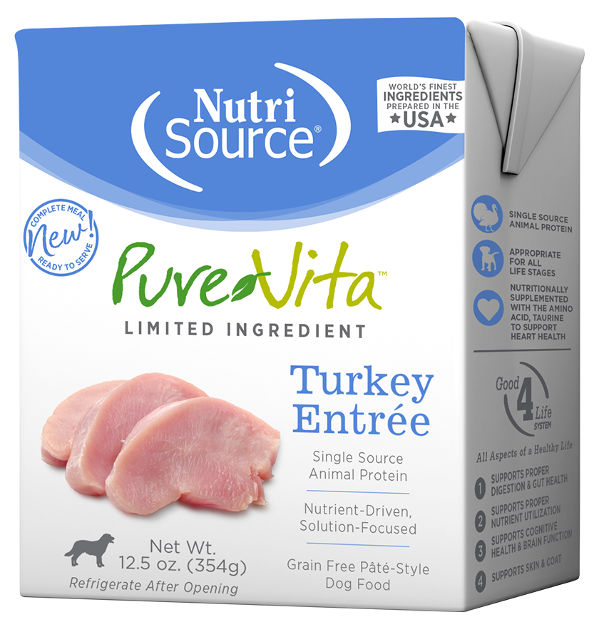 NutriSource PureVita Grain Free Turkey Entrée Tetra Pak Wet Dog Food
