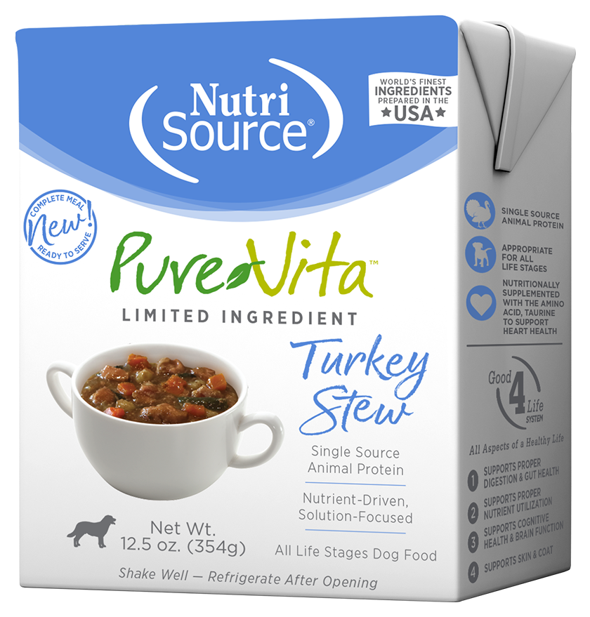 NutriSource PureVita Turkey Stew Tetra Pak Wet Dog Food