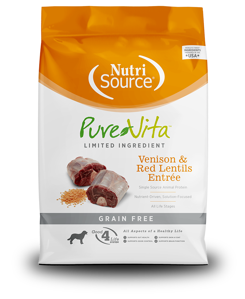 NutriSource PureVita Grain Free Venison and Red Lentils Entree Dry Dog Food