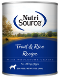 NutriSource Adult Trout & Rice Canned Dog Food