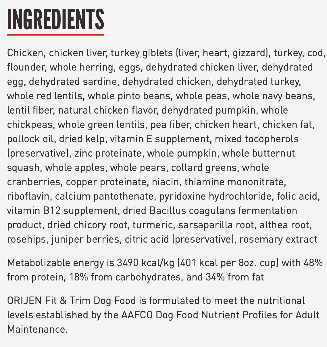 ORIJEN Grain Free Fit & Trim Dry Dog Food