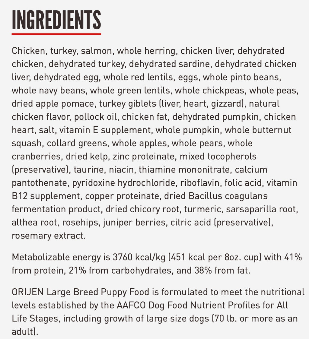 ORIJEN Puppy Large Breed Dry Dog Food