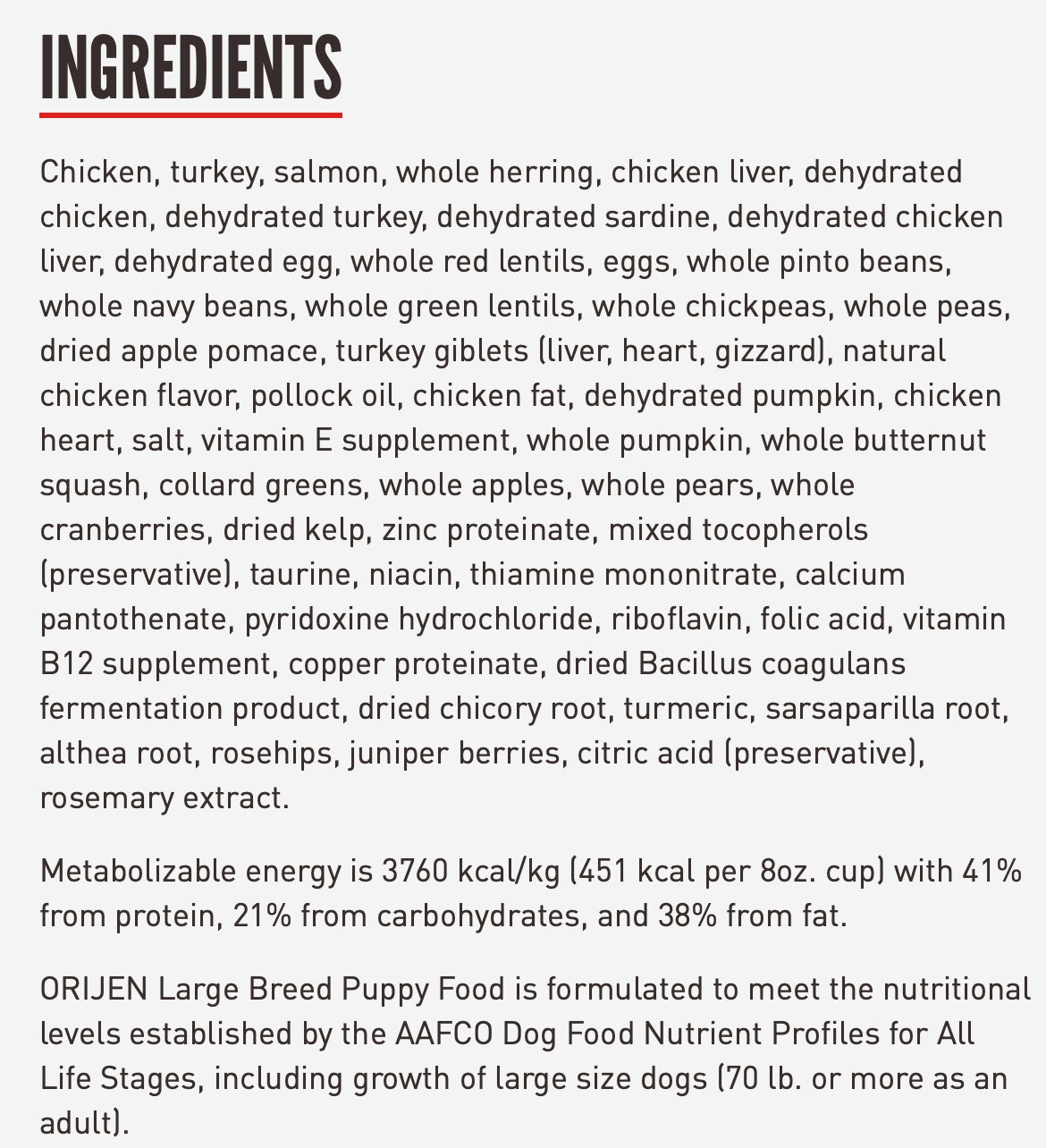 ORIJEN Puppy Large Breed Dry Dog Food