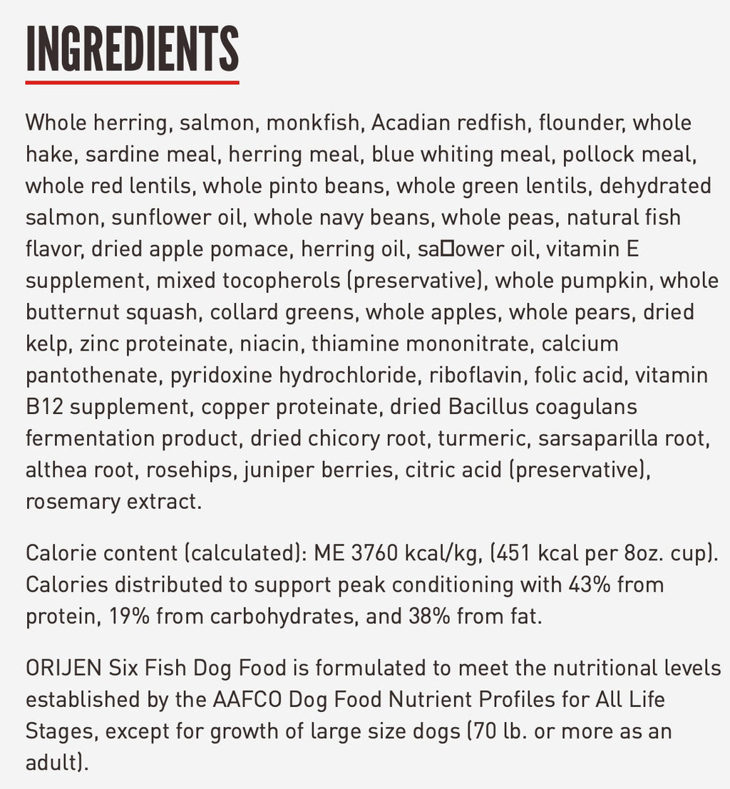 ORIJEN Six Fish Dry Dog Food