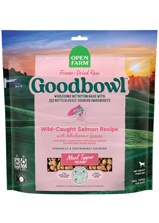 Open Farm Goodbowl Wild Caught Salmon Recipe Freeze Dried Raw Topper for Dogs