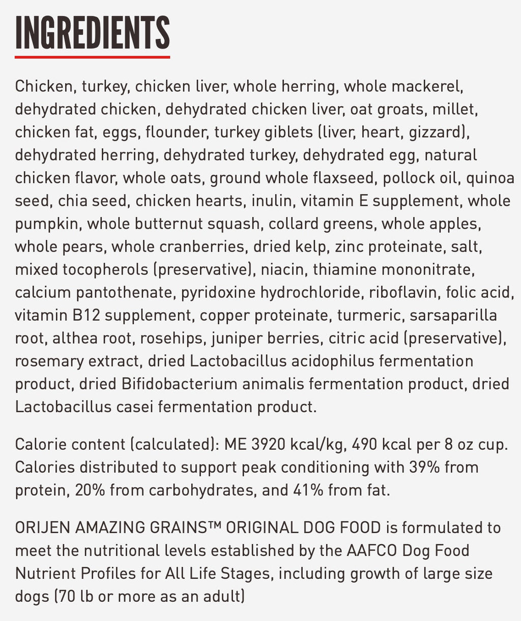 Orijen Amazing Grain Original Dry Dog Food