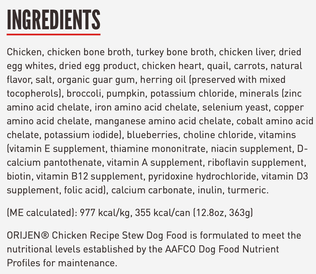 Orijen Premium Chicken Stew Recipe with Shredded Chicken & Eggs Canned Dog Food