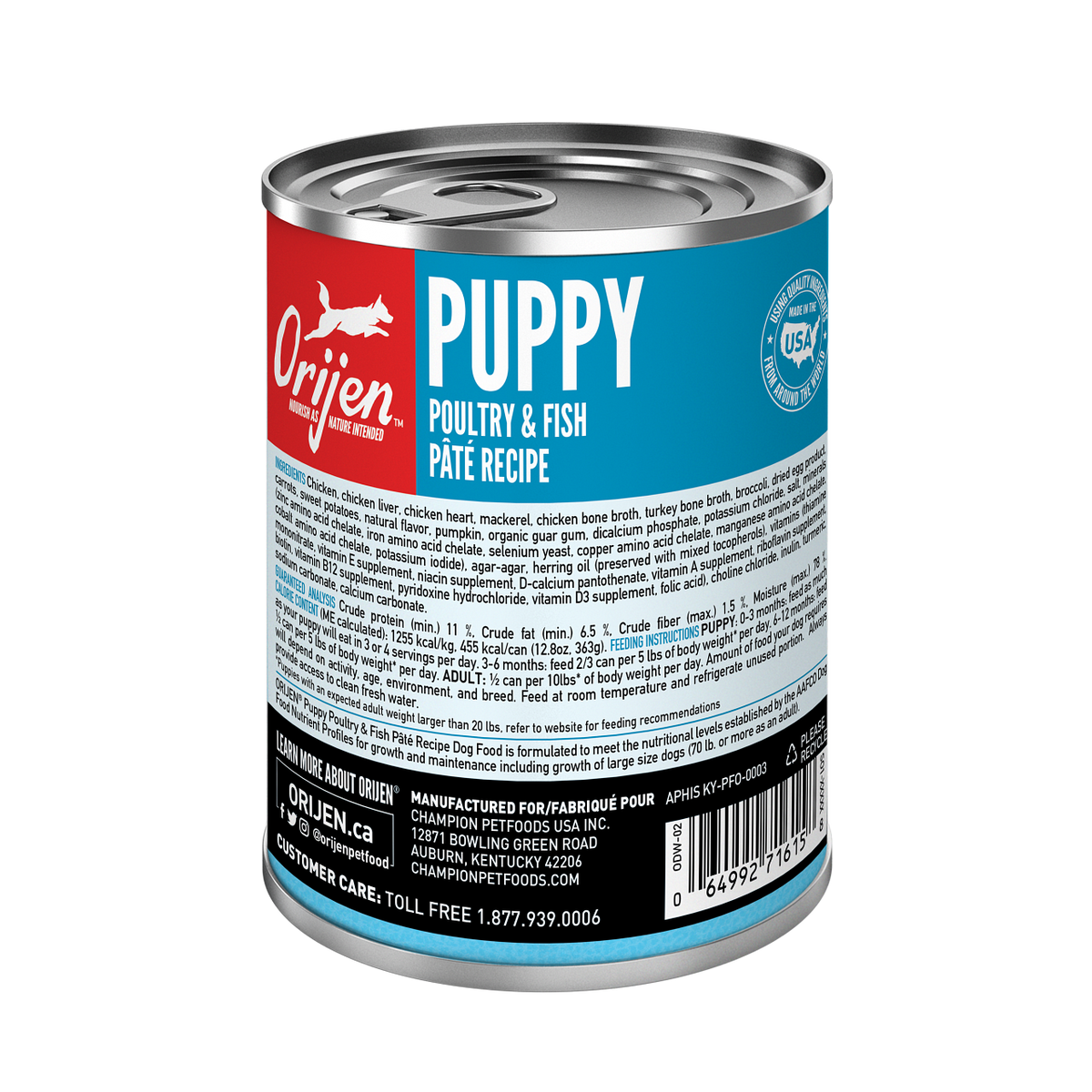 Orijen Premium Puppy Poultry & Fish Pate Canned Dog Food