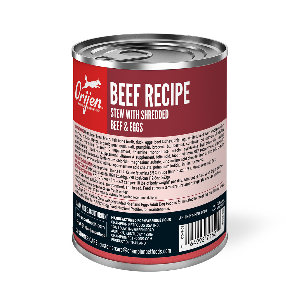Orijen Premium Shredded Beef & Eggs Stew Recipe Canned Dog Food