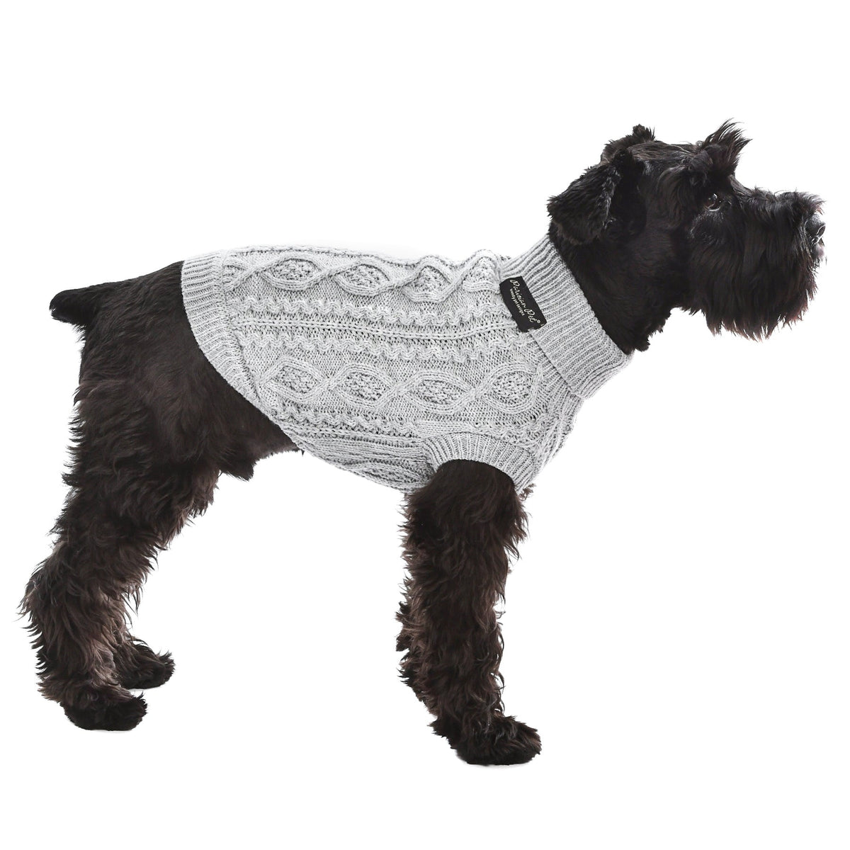 Parisian Pet Pullover Cable Knit Dog Sweater in Gray