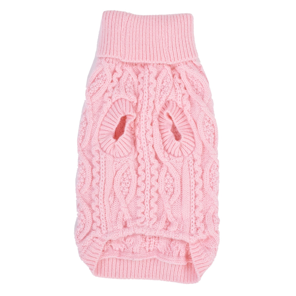 Parisian Pet Pullover Cable Knit Dog Sweater in Pink