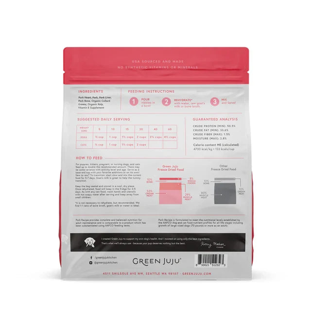 Green Juju LID Freeze-Dried Raw Pork Recipe for Dogs & Cats