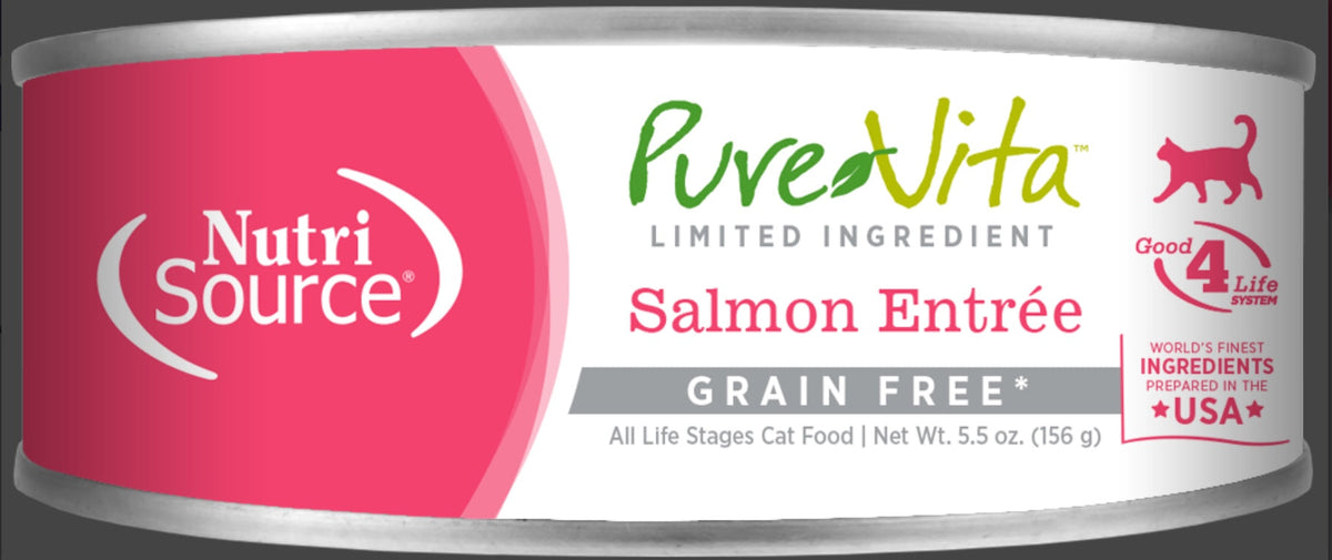 NutriSource PureVita Grain Free 96% Real Salmon Entree Canned Cat Food