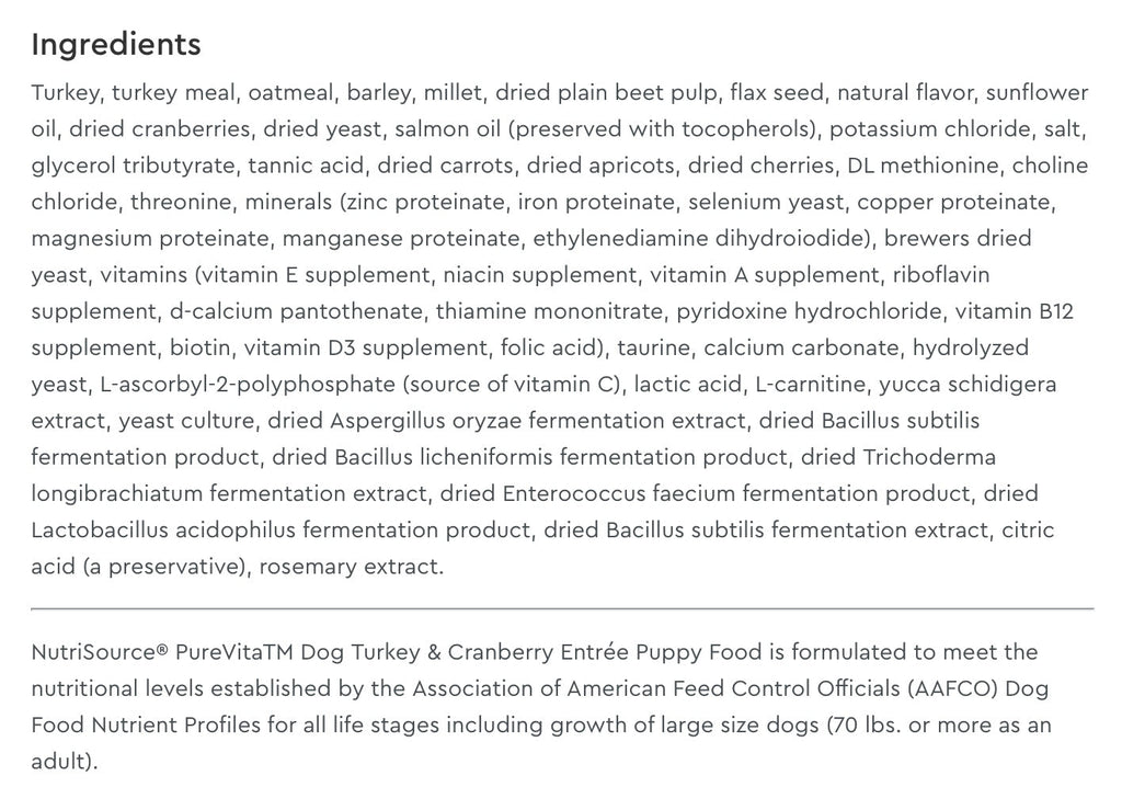 NutriSource PureVita Turkey & Cranberry Dry Puppy Food