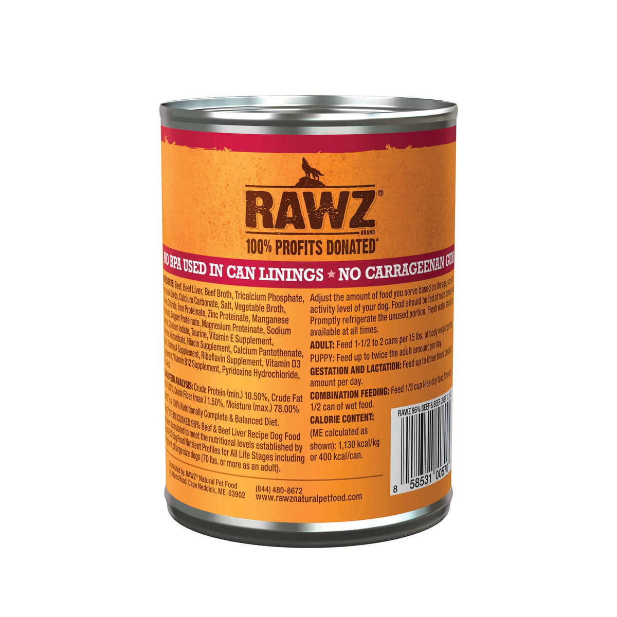 RAWZ 96% Beef & Beef Liver Canned Dog Food