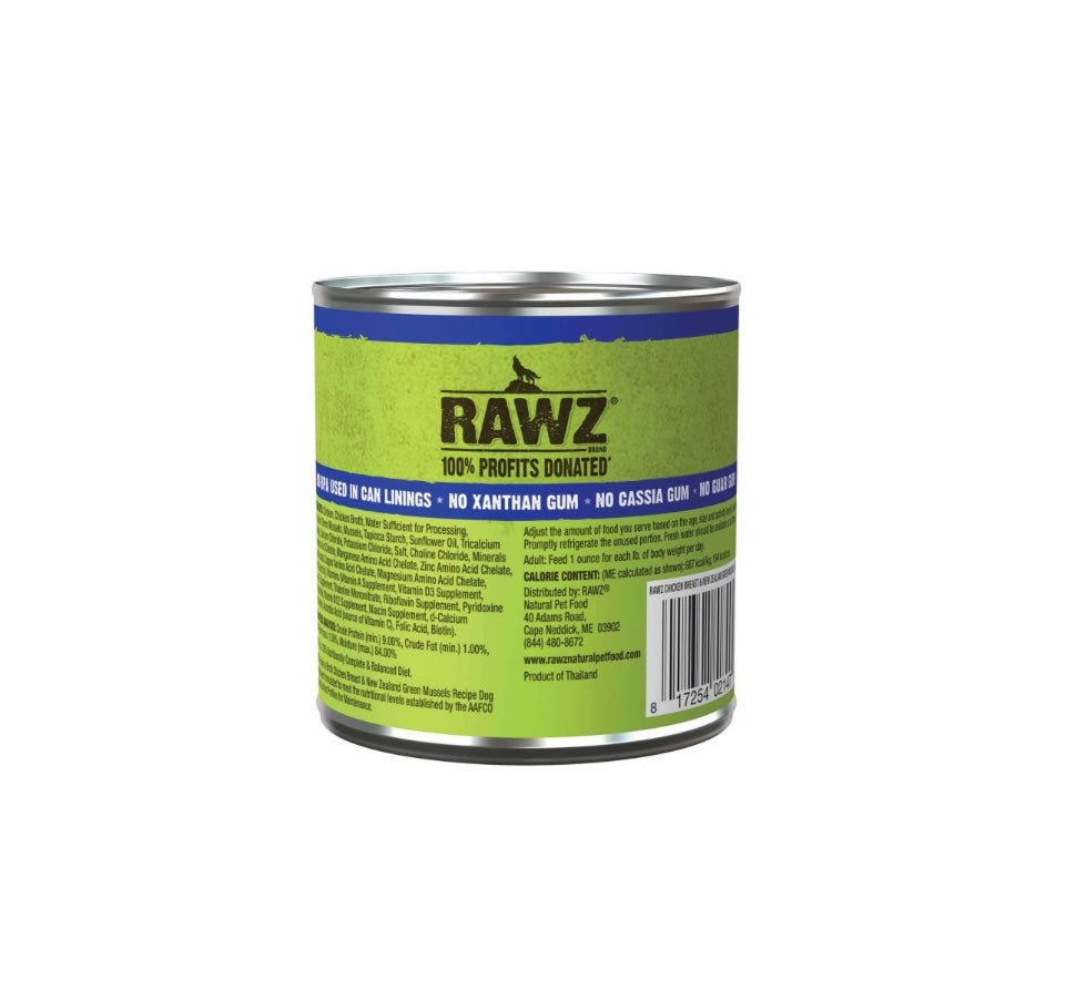 RAWZ Hunks Chicken Breast and New Zealand Green Mussels Recipe Canned Dog Food