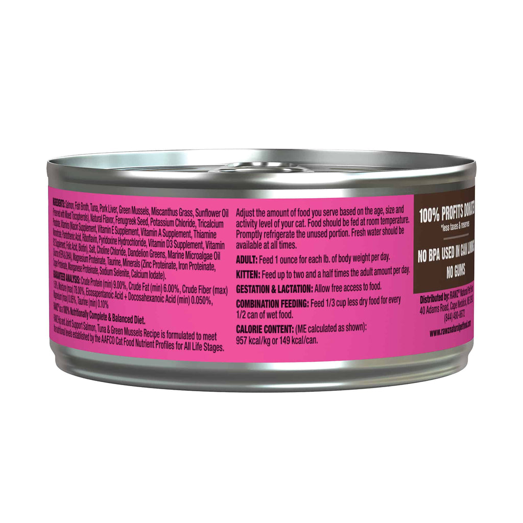 RAWZ Solutions Hip & Joint Support Salmon, Tuna & Green Mussels Canned Cat Food