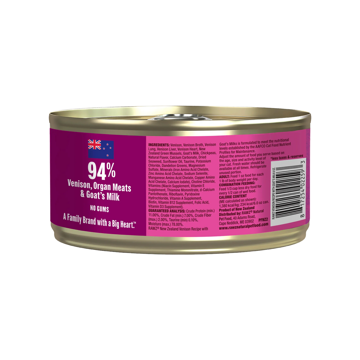 RAWZ 94% Venison with Goat's Milk Pate Canned Cat Food