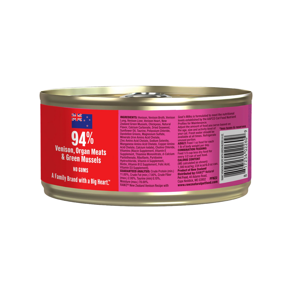 RAWZ 94% Venison with Green Mussels Pate Canned Cat Food