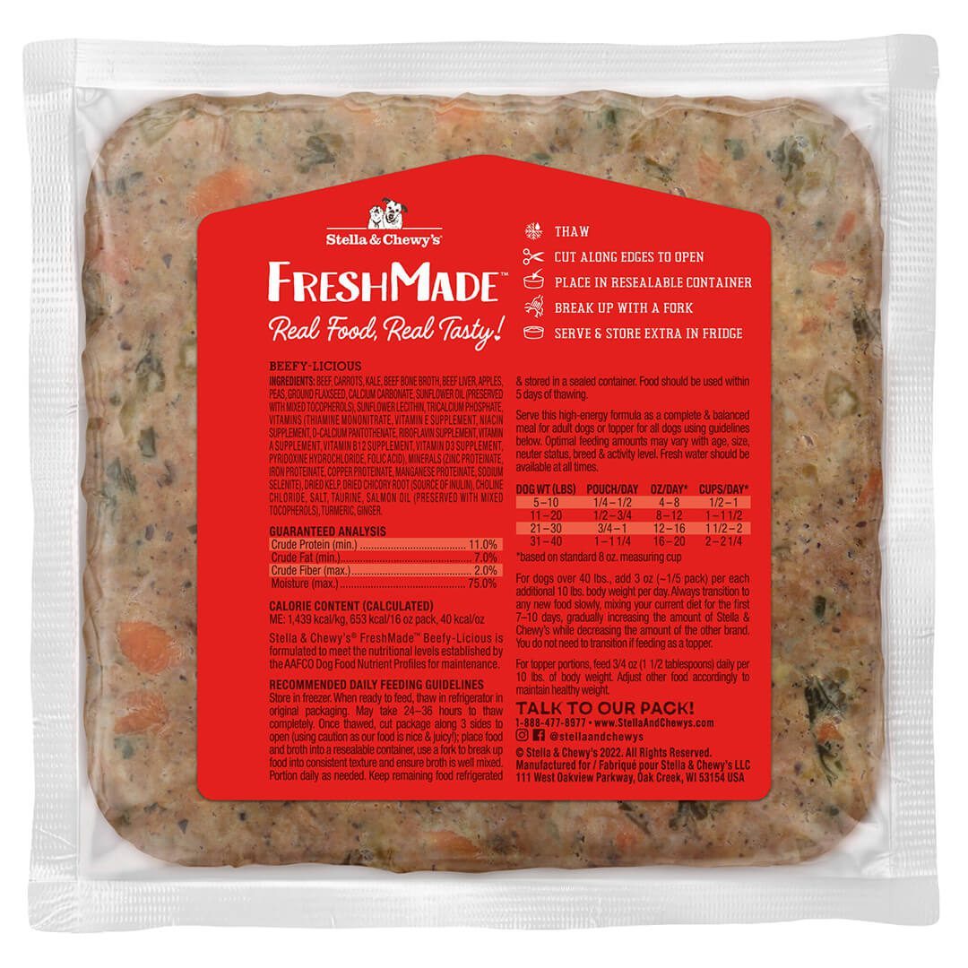 Stella & Chewy's FreshMade Beefy-licous Gently Cooked Beef Frozen Dog Food