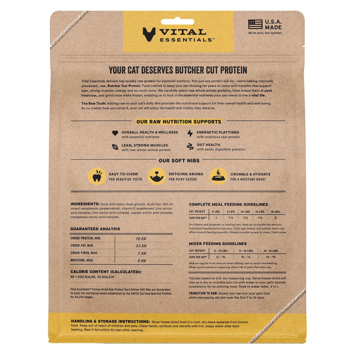 Vital Essentials Freeze Dried Duck Soft Nibs Cat Food