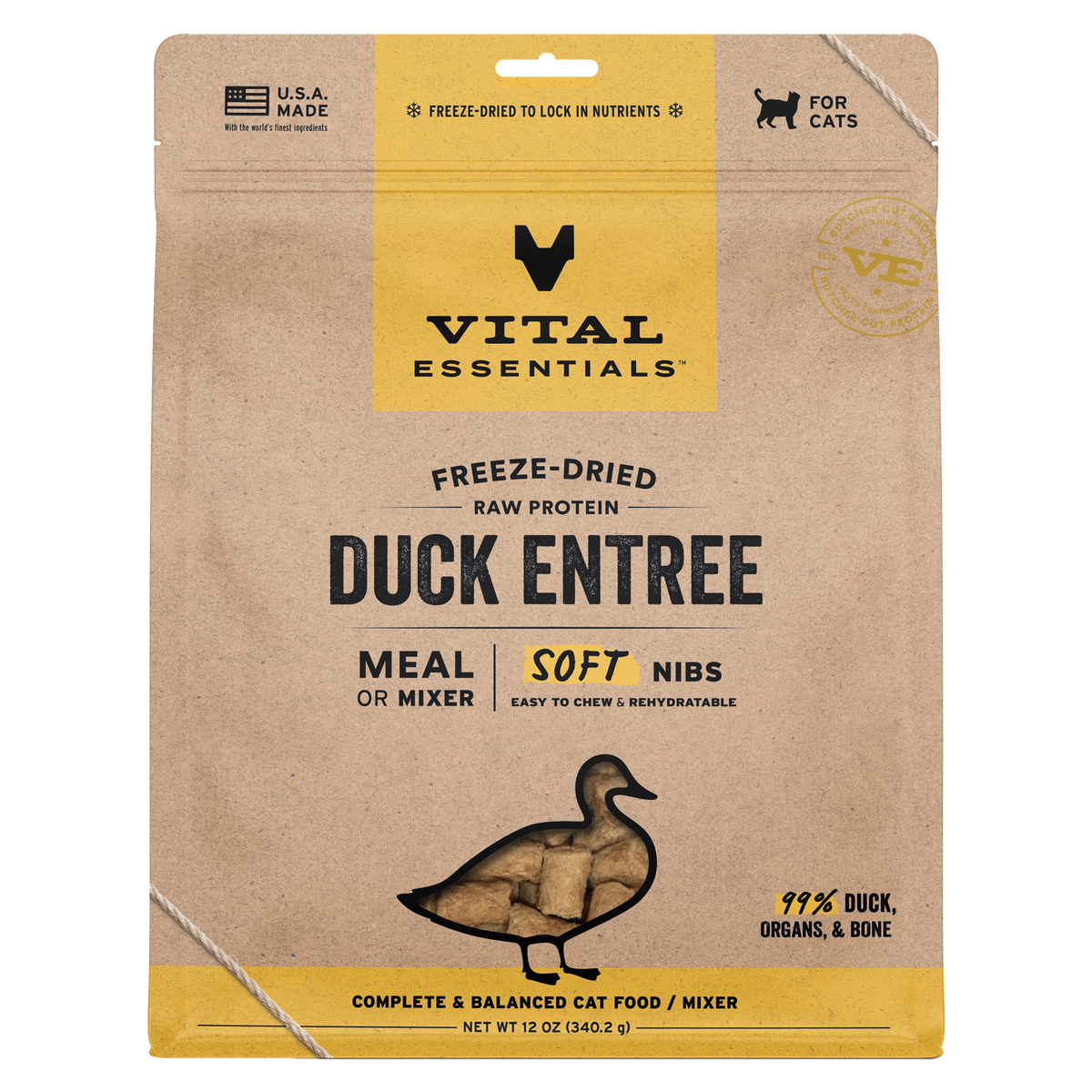 Vital Essentials Freeze Dried Duck Soft Nibs Cat Food