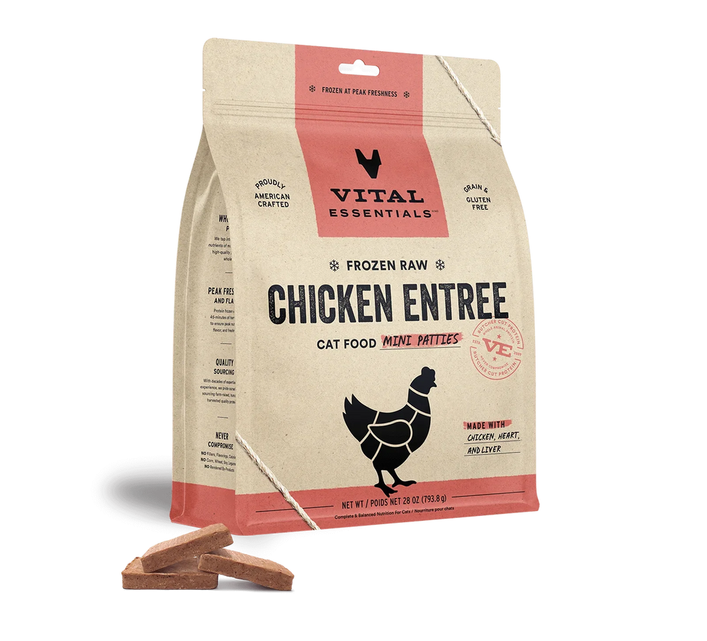 Vital Essentials Frozen Raw Chicken Entree Mini Patties Cat Food