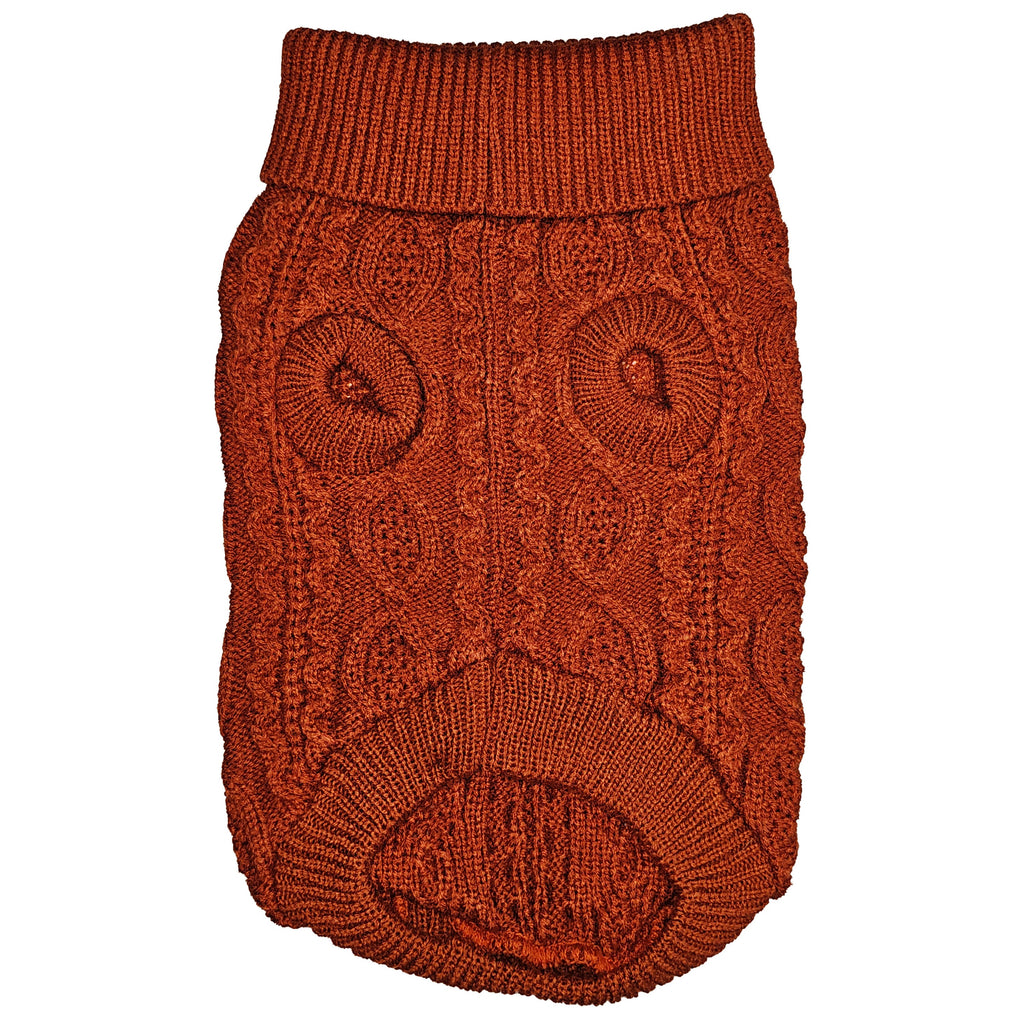 Parisian Pet Pullover Cable Knit Dog Sweater in Terra Cotta