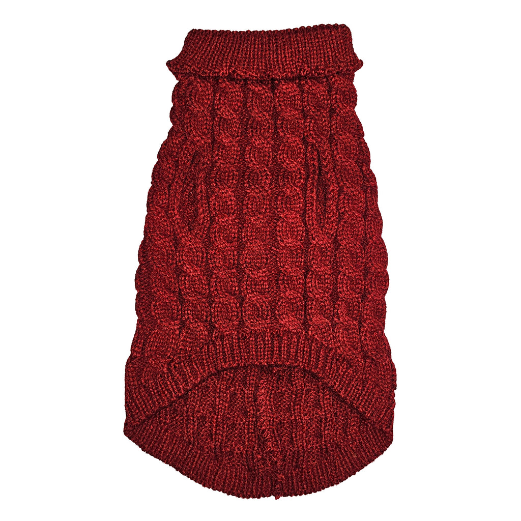 WonderfulPet Pullover Twist Knit Dog Sweater in Red
