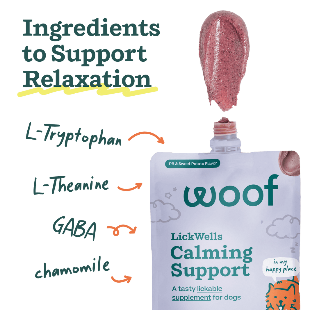 Woof Lickwells Calming Support Lickable Dog Treat Pouch
