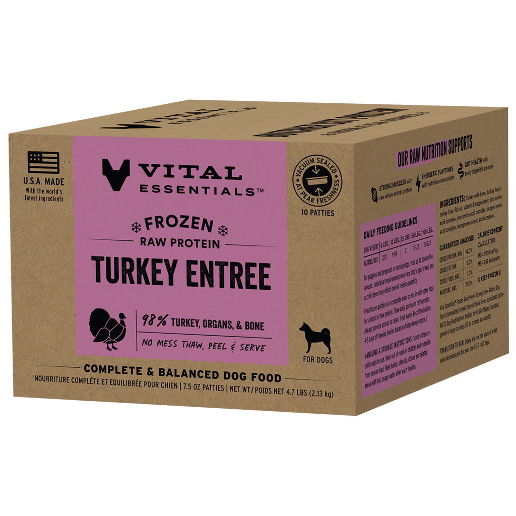 Vital Essentials Frozen Raw Turkey Entree Patties Dog Food