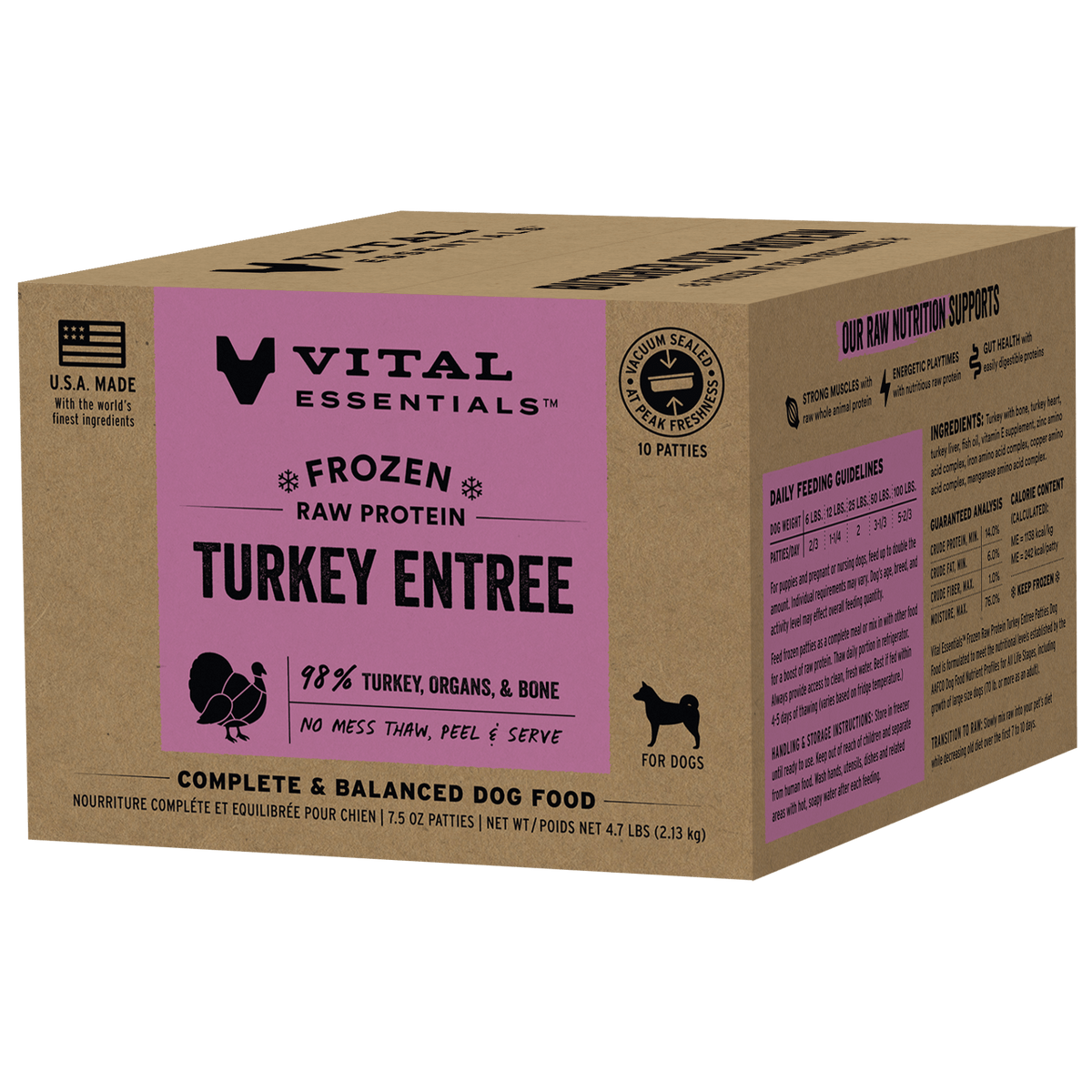 Vital Essentials Frozen Raw Turkey Entree Patties Dog Food