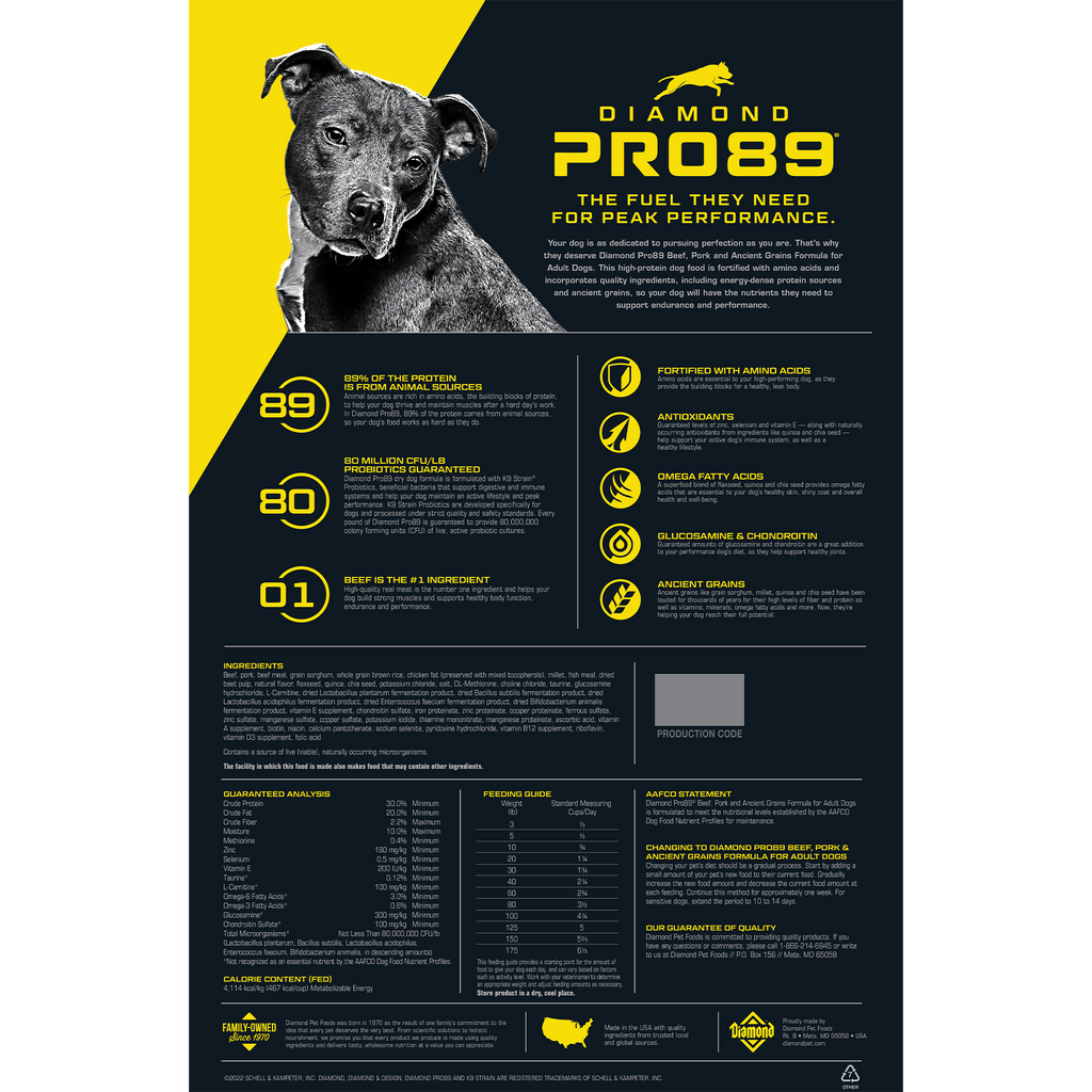 Diamond Pro89 Beef, Pork & Ancient Grains Formula Adult Dog Food