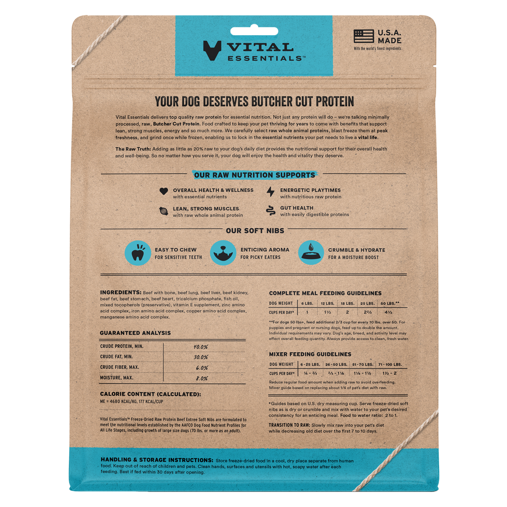 Vital Essentials Freeze Dried Beef Soft Nibs Dog Food