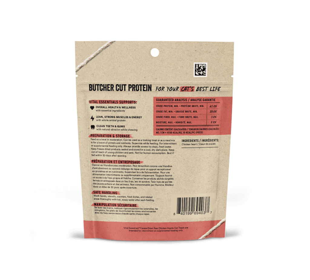 Vital Essentials Freeze-Dried Chicken Hearts Cat Treats