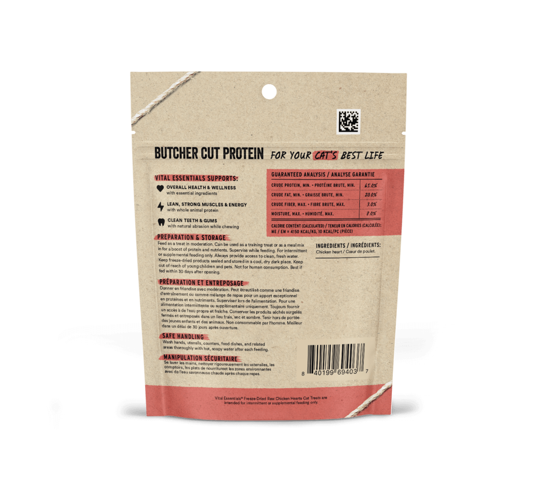 Vital Essentials Freeze-Dried Chicken Hearts Cat Treats