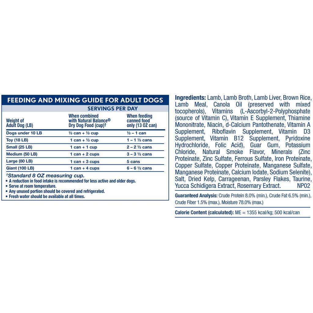 Natural Balance Limited Ingredient Lamb & Brown Rice Recipe Wet Dog Food