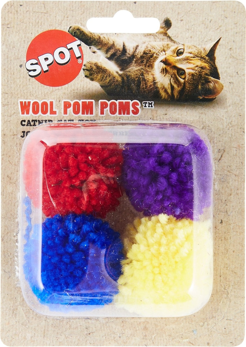 Ethical Pet Wool Pom Poms with Catnip Cat Toy