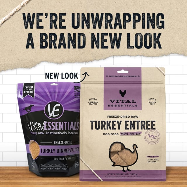 Vital Essentials Freeze-Dried Raw Turkey Entree Dog Food Mini Patties