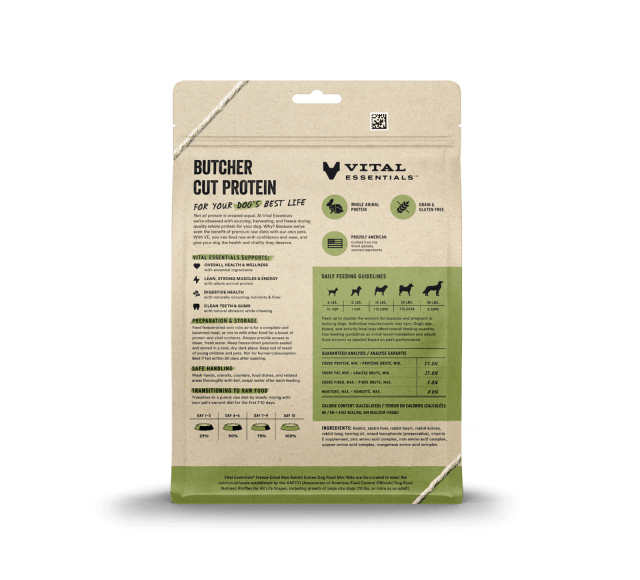 Vital Essentials Freeze-Dried Raw Rabbit Entree Dog Food Mini Nibs