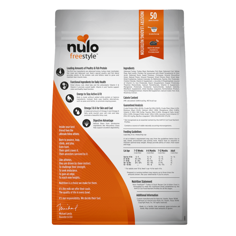 Nulo Freestyle Grain-Free Turkey & Duck Dry Cat and Kitten Food