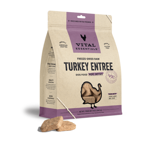 Vital Essentials Freeze-Dried Raw Turkey Entree Dog Food Mini Patties