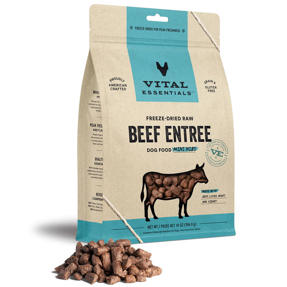 Vital Essentials Freeze-Dried Raw Beef Entree Dog Food Mini Nibs