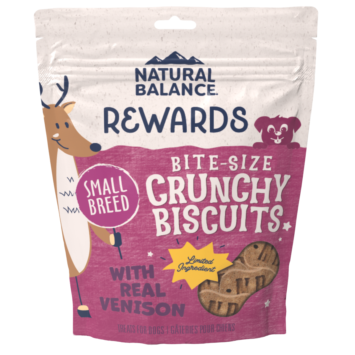Natural Balance Rewards Bite-Size Crunchy Biscuits Small Breed With Real Venison Dog Treat