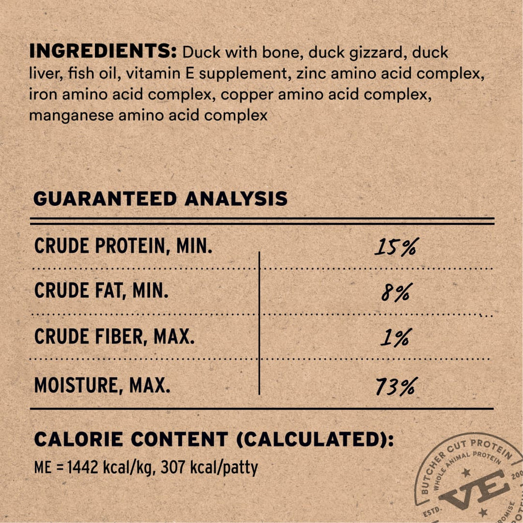 Vital Essentials Frozen Raw Duck Entree Patties Dog Food