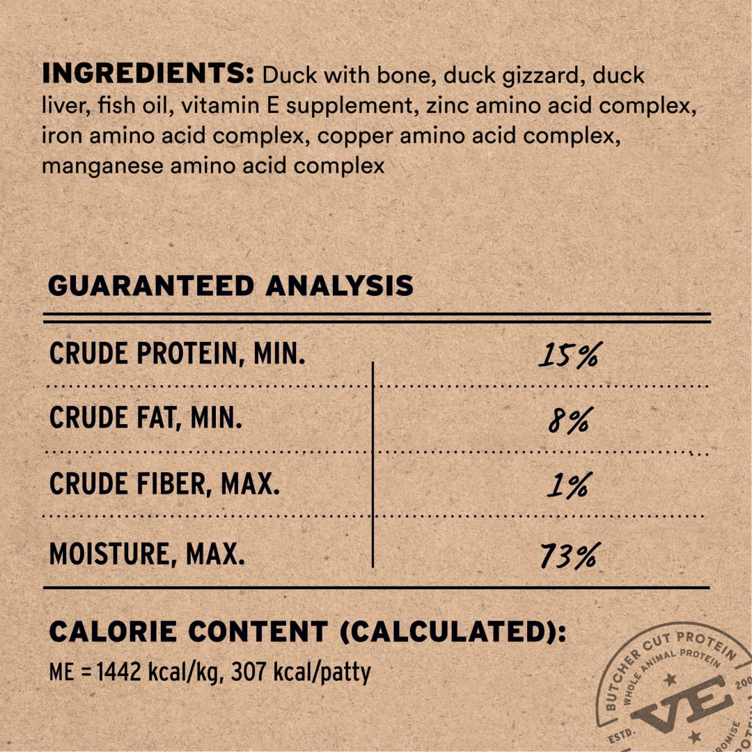 Vital Essentials Frozen Raw Duck Entree Patties Dog Food
