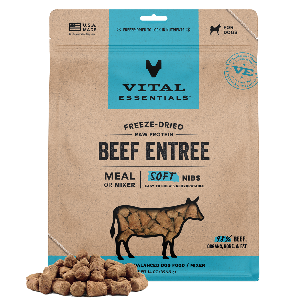 Vital Essentials Freeze Dried Beef Soft Nibs Dog Food