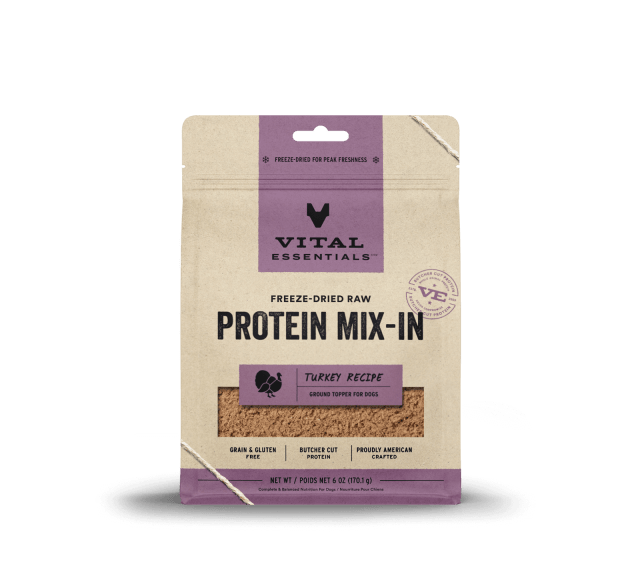 Vital Essentials Freeze-Dried Raw Protein Mix-In Turkey Recipe Ground Topper for Dogs